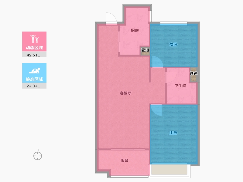 辽宁省-沈阳市-恒大滨江左岸浑南中路(29,21,28)号楼85m²-68.00-户型库-动静分区