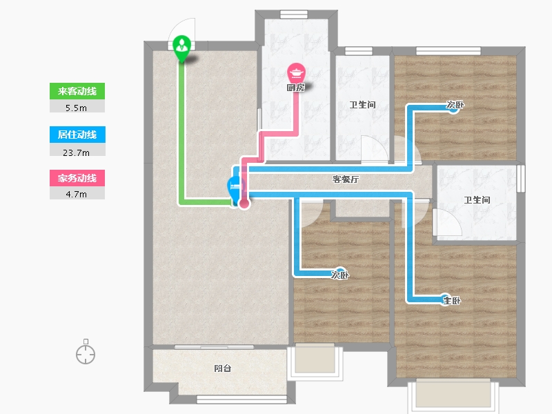 辽宁省-沈阳市-恒大滨江左岸浑南中路(29,30,32,24)号楼127m²-94.43-户型库-动静线