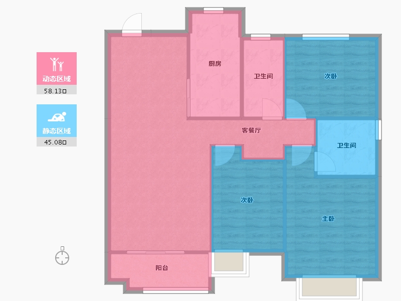 辽宁省-沈阳市-恒大滨江左岸浑南中路(29,30,32,24)号楼127m²-94.43-户型库-动静分区