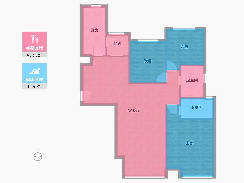 辽宁省-沈阳市-恒大滨江左岸浑南中路50甲-20号132m²-97.85-户型库-动静分区