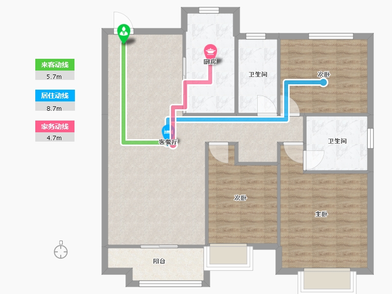 辽宁省-沈阳市-恒大滨江左岸浑南中路（29,37,36,38）号楼127m²-93.83-户型库-动静线