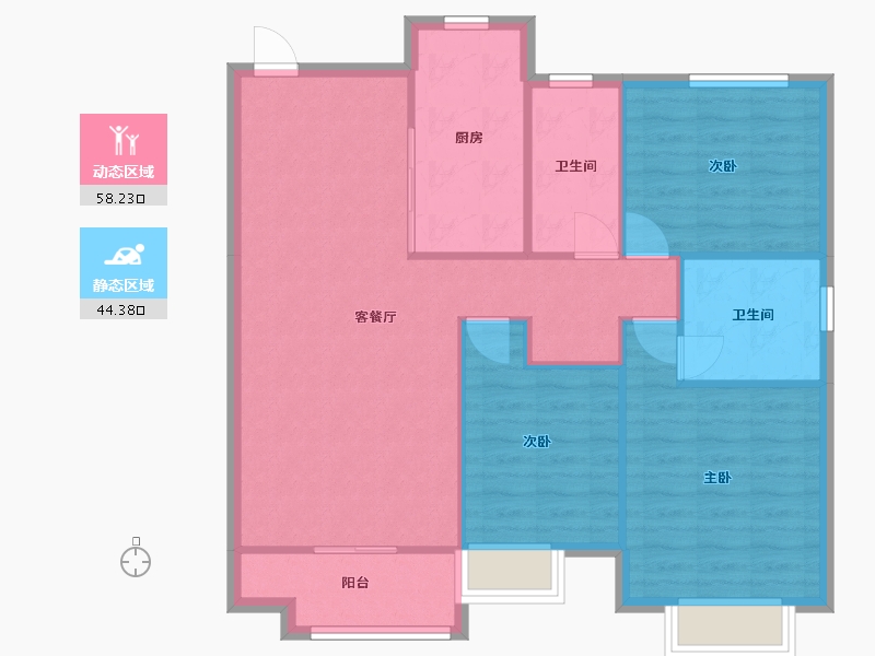 辽宁省-沈阳市-恒大滨江左岸浑南中路（29,37,36,38）号楼127m²-93.83-户型库-动静分区