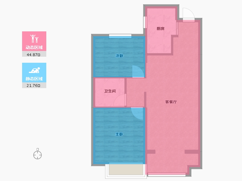 辽宁省-沈阳市-恒大滨江左岸浑南中路（39,40）号楼83m²-59.63-户型库-动静分区