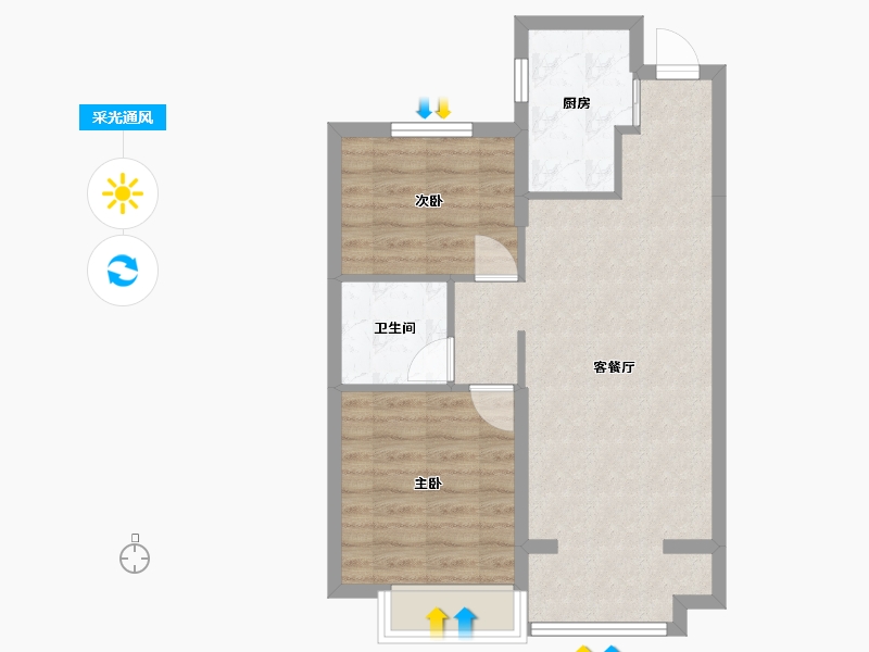 辽宁省-沈阳市-恒大滨江左岸浑南中路（39,40）号楼83m²-59.63-户型库-采光通风