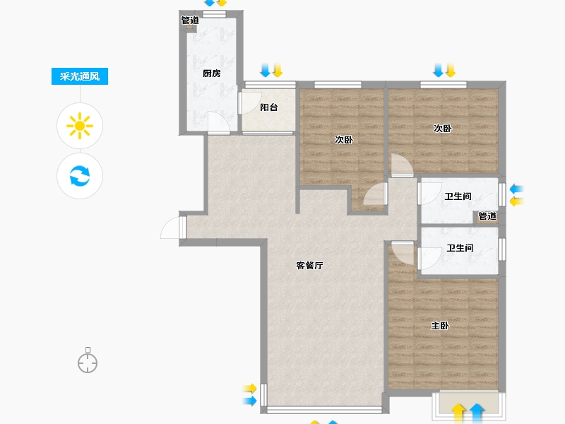 辽宁省-沈阳市-恒大滨江左岸浑南中路50甲-20号140m²-102.60-户型库-采光通风