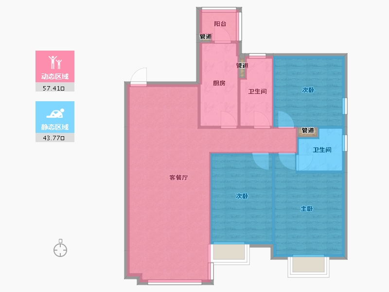 辽宁省-沈阳市-恒大滨江左岸浑南中路50甲-21号132m²-92.95-户型库-动静分区