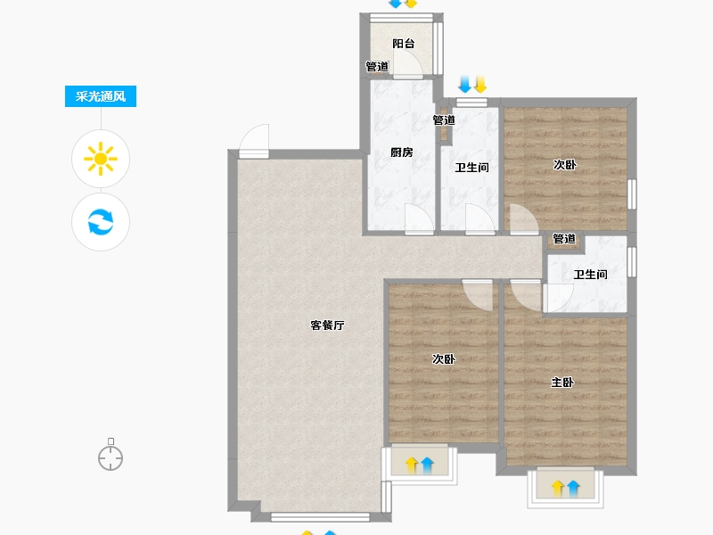 辽宁省-沈阳市-恒大滨江左岸浑南中路50甲-21号132m²-92.95-户型库-采光通风