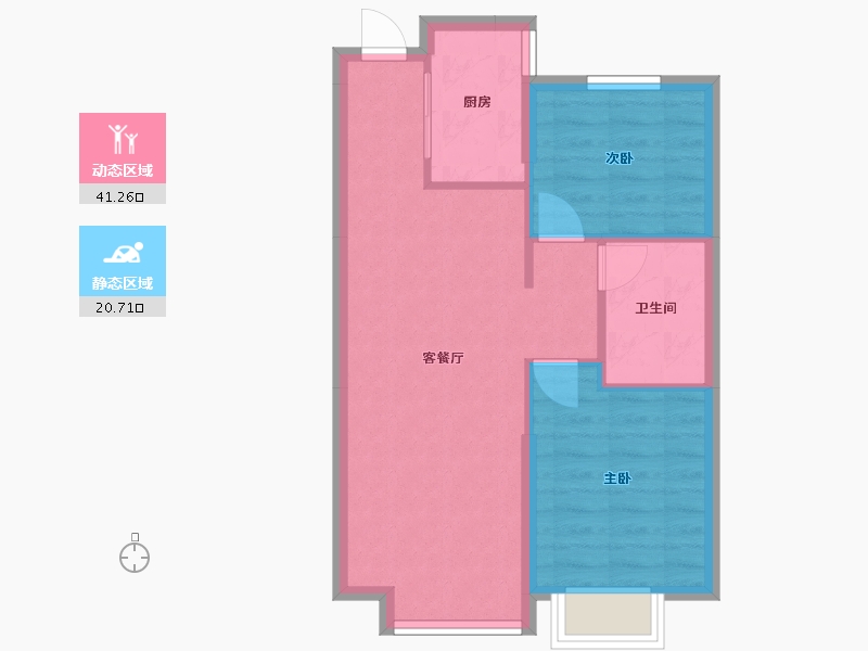 辽宁省-沈阳市-恒大珺睿府莫子山路（17,8,7)号楼90m²-55.77-户型库-动静分区