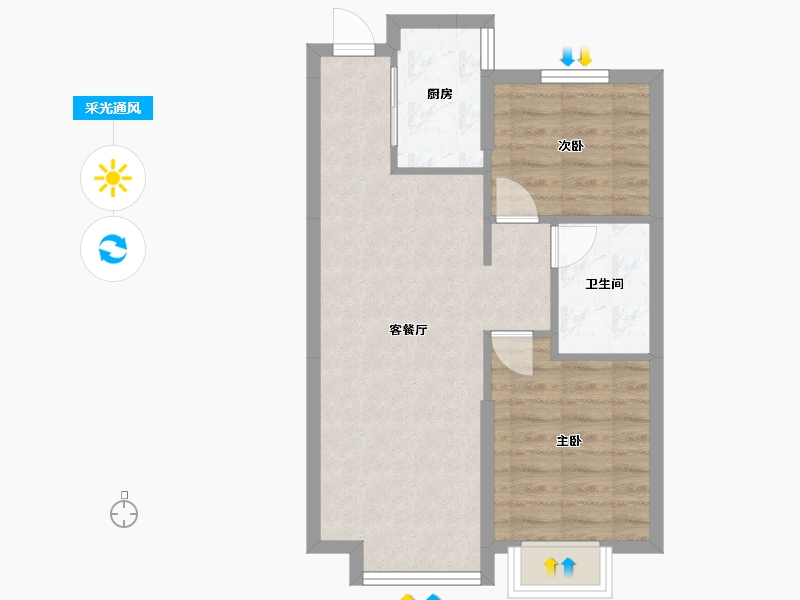 辽宁省-沈阳市-恒大珺睿府莫子山路（17,8,7)号楼90m²-55.77-户型库-采光通风