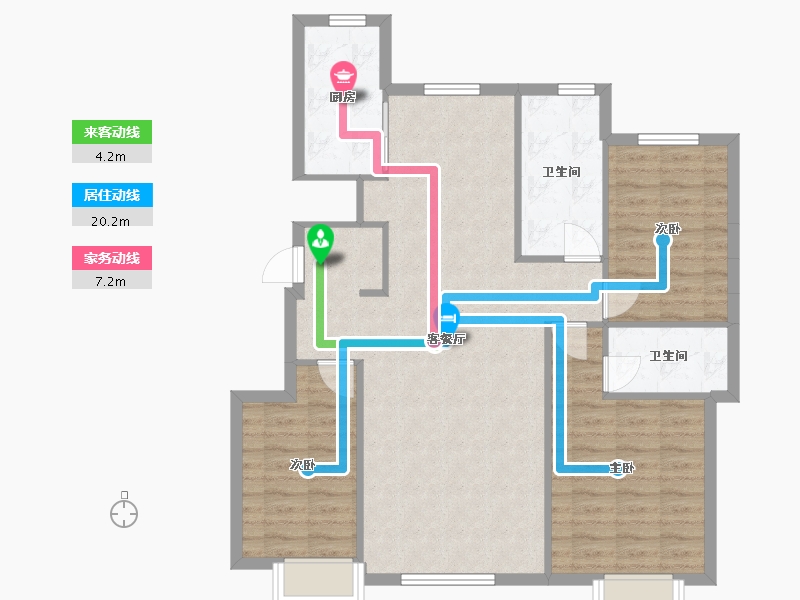 辽宁省-沈阳市-恒大珺睿府莫子山路91-3号（3号楼）128m²-94.20-户型库-动静线