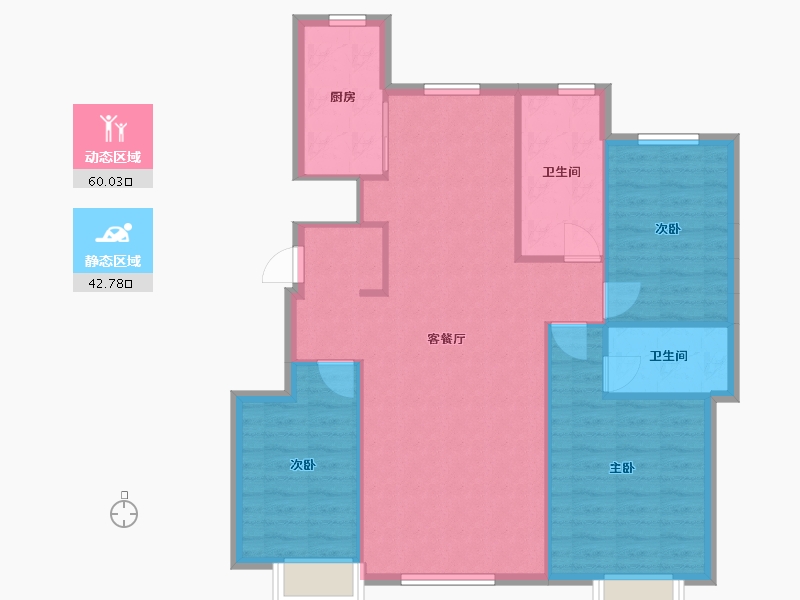 辽宁省-沈阳市-恒大珺睿府莫子山路91-3号（3号楼）128m²-94.20-户型库-动静分区