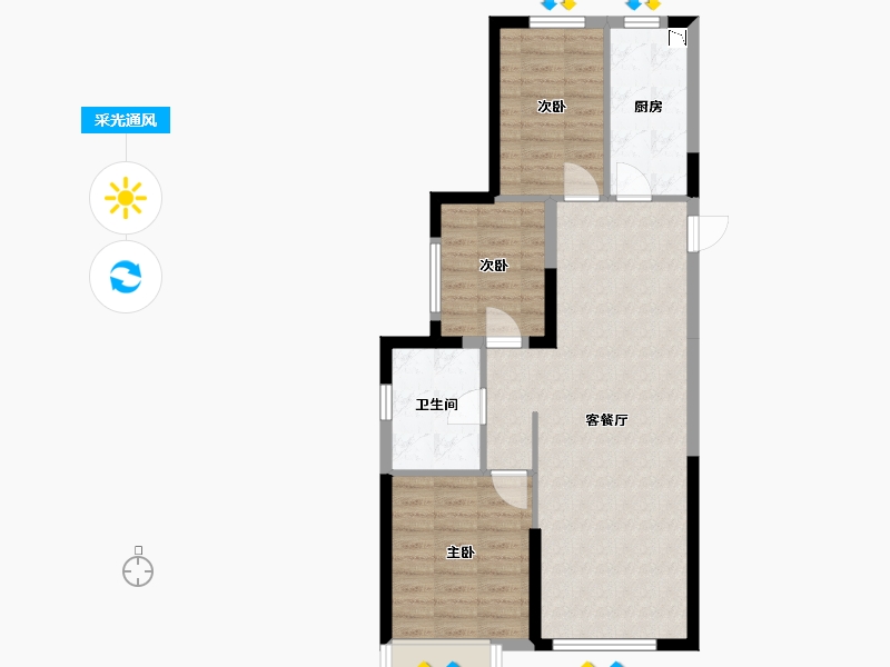 辽宁省-沈阳市-恒大御湖郡全运路（15,14)号楼104m²-72.77-户型库-采光通风