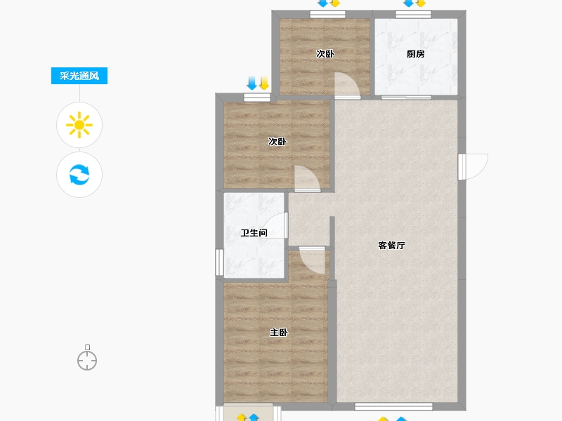 辽宁省-沈阳市-恒大珺睿府莫子山路（4,14)号楼109m²-74.68-户型库-采光通风