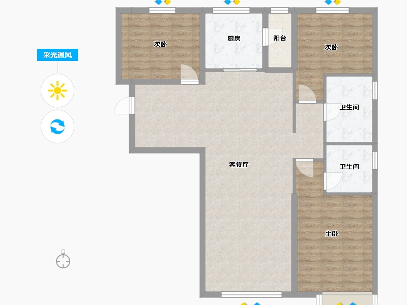 辽宁省-沈阳市-恒大珺睿府莫子山路（4,14)号楼139m²-108.23-户型库-采光通风