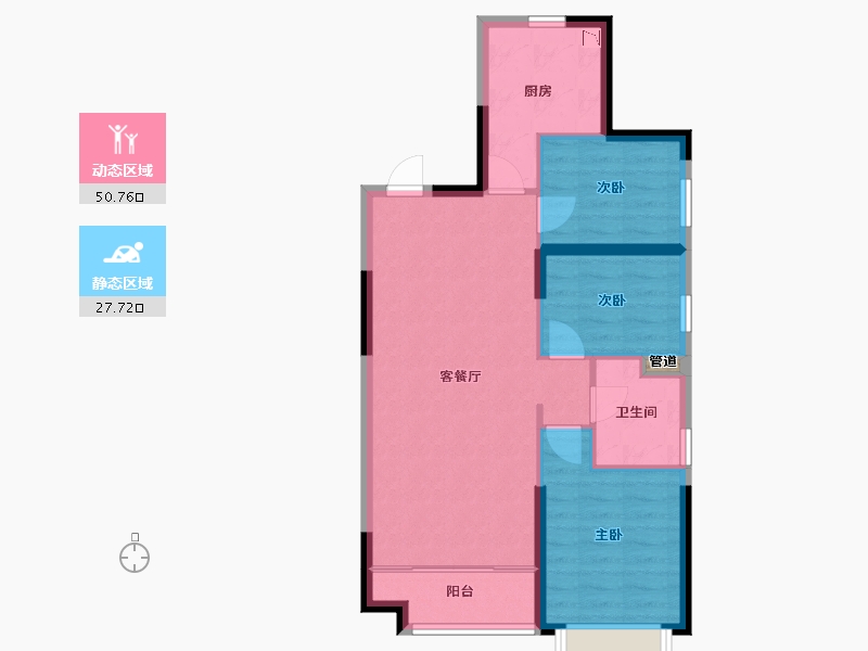 辽宁省-沈阳市-恒大珺睿府莫子山路(8,7)号楼109m²-70.78-户型库-动静分区