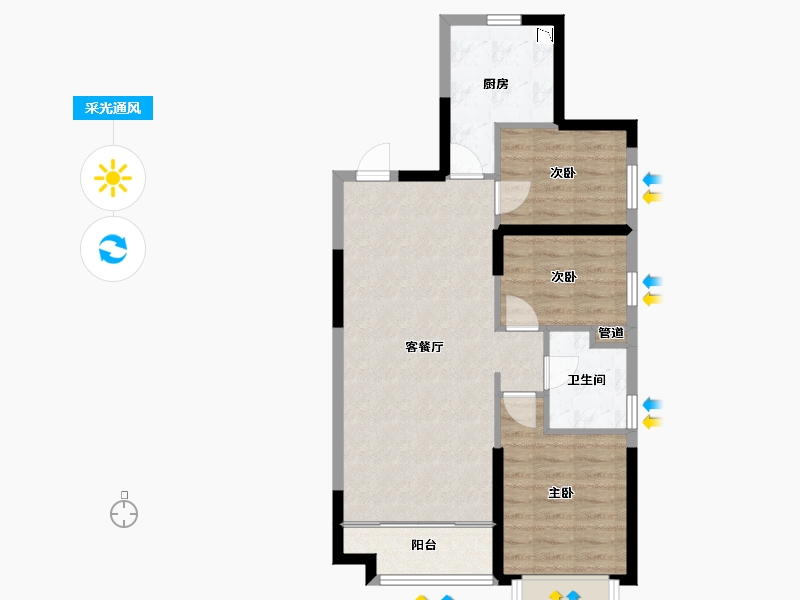 辽宁省-沈阳市-恒大珺睿府莫子山路(8,7)号楼109m²-70.78-户型库-采光通风