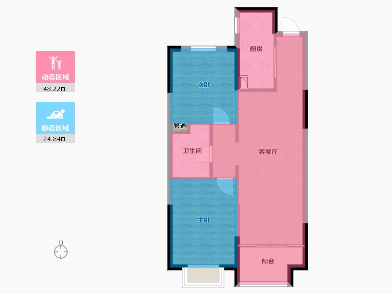 辽宁省-沈阳市-恒大珺睿府莫子山路（8,7）号楼85m²-65.90-户型库-动静分区