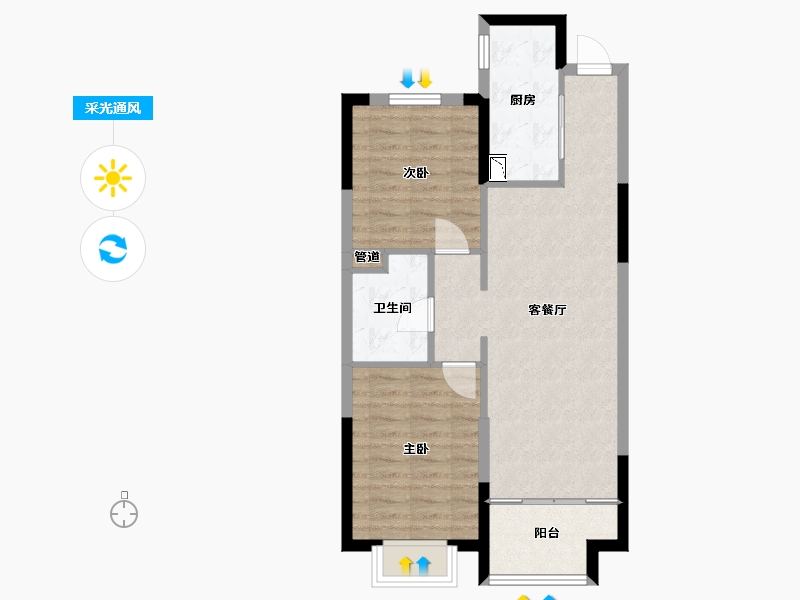 辽宁省-沈阳市-恒大珺睿府莫子山路（8,7）号楼85m²-65.90-户型库-采光通风