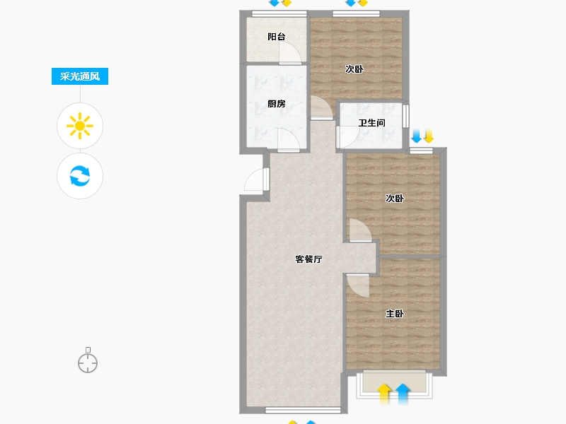 辽宁省-沈阳市-恒大中央广场白塔河二路31-59号（59号楼）112m²-89.60-户型库-采光通风