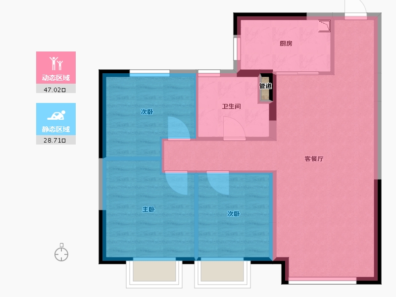 辽宁省-沈阳市-恒大御湖郡全运路（17,12,6)号楼105m²-68.21-户型库-动静分区