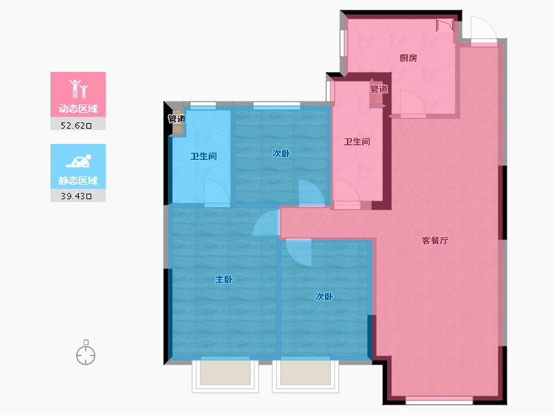 辽宁省-沈阳市-恒大御湖郡全运路（18,16,15,14)号楼123m²-82.74-户型库-动静分区