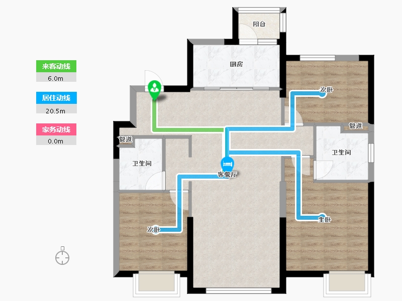 辽宁省-沈阳市-恒大御湖郡全运路（26,24,23)号楼128m²-90.56-户型库-动静线