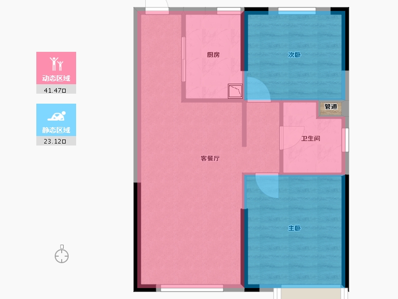 辽宁省-沈阳市-恒大御湖郡全运路（27,26,25,24)号楼88m²-58.36-户型库-动静分区