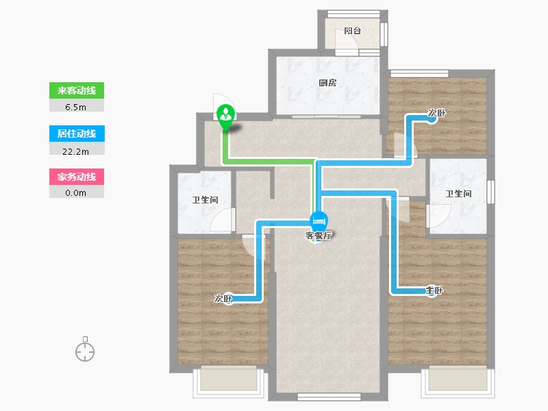 辽宁省-沈阳市-恒大中央广场白塔河二路(52,56,57)号124m²-96.00-户型库-动静线