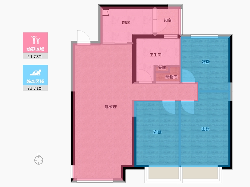 辽宁省-沈阳市-恒大中央广场白塔河二路(49,36,32)号楼117m²-76.44-户型库-动静分区