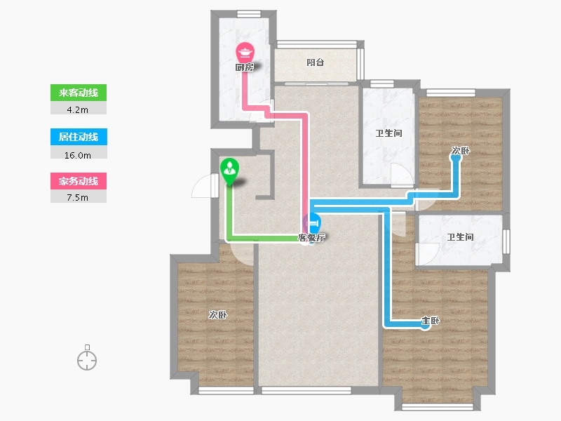 辽宁省-沈阳市-恒大中央广场白塔河二路31-41号（41号楼）127m²-98.59-户型库-动静线