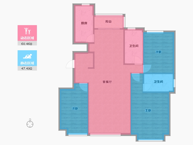 辽宁省-沈阳市-恒大中央广场白塔河二路31-41号（41号楼）127m²-98.59-户型库-动静分区