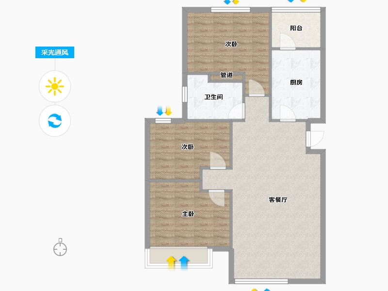 辽宁省-沈阳市-恒大中央广场白塔河二路31-59号（59号楼）113m²-90.92-户型库-采光通风