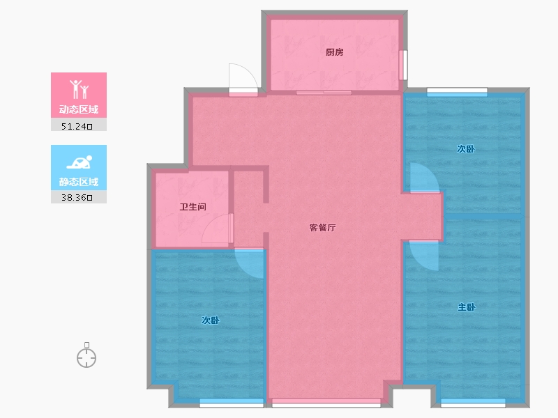 辽宁省-沈阳市-恒大中央广场白塔河二路31-56,57,61号111m²-82.06-户型库-动静分区