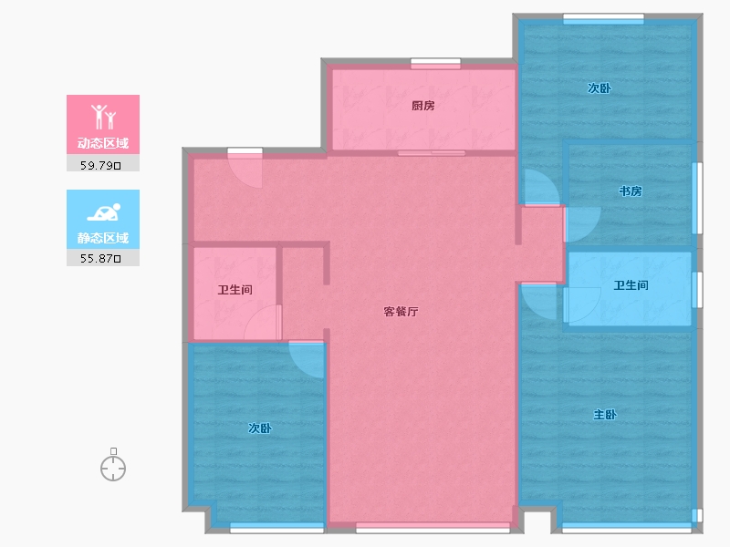 辽宁省-沈阳市-恒大中央广场白塔河二路31-56,57,61号142m²-106.23-户型库-动静分区