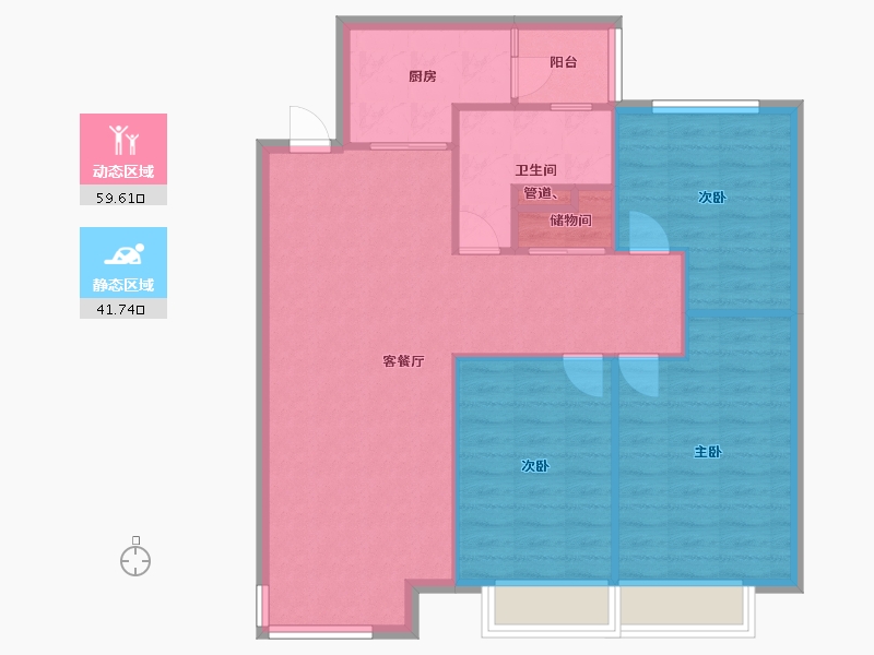 辽宁省-沈阳市-恒大中央广场白塔河二路31-59号（59号楼）116m²-92.80-户型库-动静分区