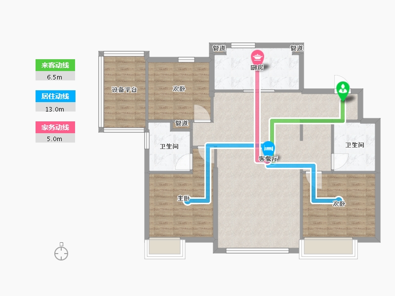 辽宁省-沈阳市-恒大中央广场白塔河二路31-60号（60号楼）124m²-91.81-户型库-动静线