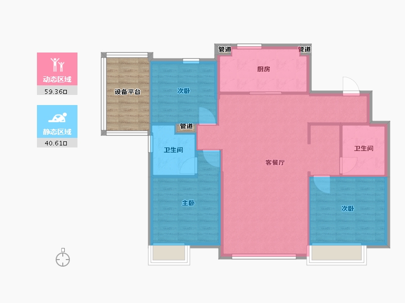 辽宁省-沈阳市-恒大中央广场白塔河二路31-60号（60号楼）124m²-91.81-户型库-动静分区