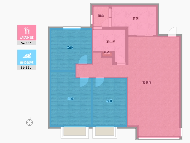 辽宁省-沈阳市-恒大中央广场白塔河二路（28,27）号楼118m²-94.41-户型库-动静分区