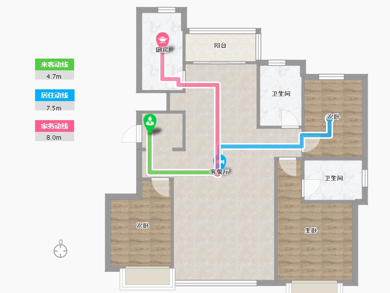 辽宁省-沈阳市-恒大中央广场白塔河二路（31,37,38）号楼127m²-101.60-户型库-动静线