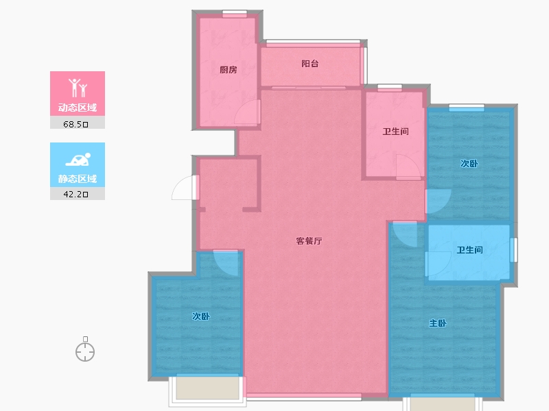 辽宁省-沈阳市-恒大中央广场白塔河二路（31,37,38）号楼127m²-101.60-户型库-动静分区