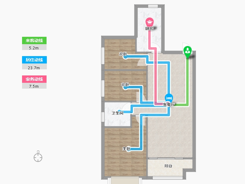 辽宁省-沈阳市-恒大中央广场白塔河二路（29,30）号楼98m²-78.39-户型库-动静线