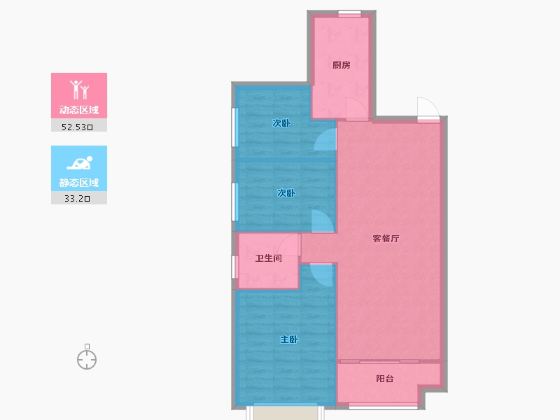 辽宁省-沈阳市-恒大中央广场白塔河二路（29,30）号楼98m²-78.39-户型库-动静分区