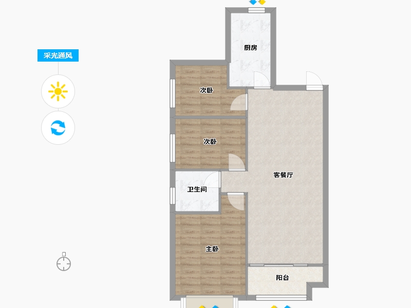 辽宁省-沈阳市-恒大中央广场白塔河二路（29,30）号楼98m²-78.39-户型库-采光通风