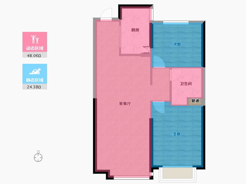 辽宁省-沈阳市-恒大中央广场白塔河二路（29,30,64）号楼82m²-65.61-户型库-动静分区