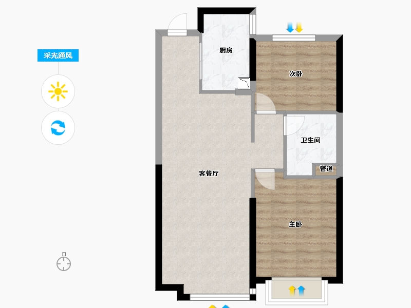 辽宁省-沈阳市-恒大中央广场白塔河二路（29,30,64）号楼82m²-65.61-户型库-采光通风