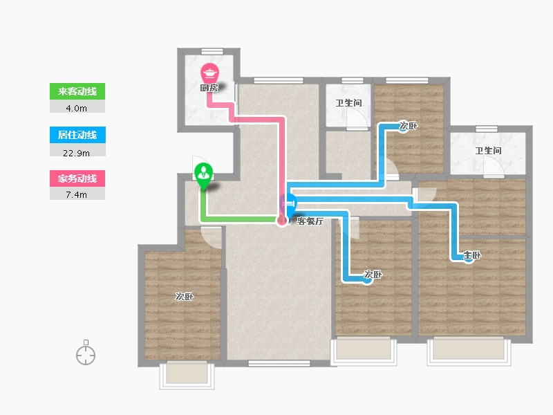 辽宁省-沈阳市-恒大中央广场白塔河二路（42,43）号楼143m²-114.39-户型库-动静线