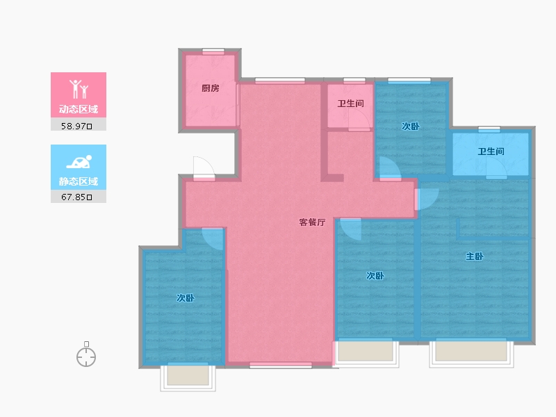 辽宁省-沈阳市-恒大中央广场白塔河二路（42,43）号楼143m²-114.39-户型库-动静分区