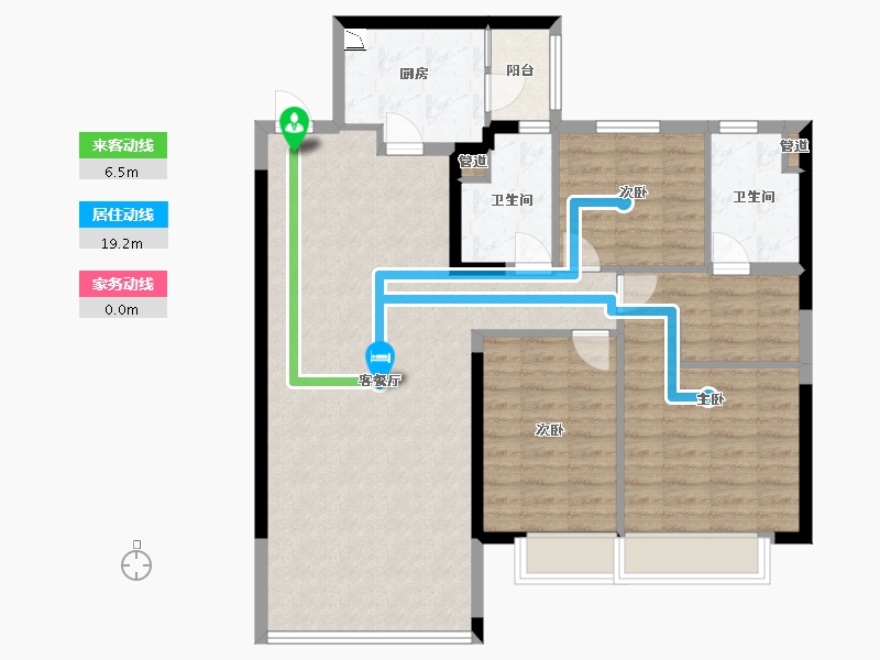 辽宁省-沈阳市-恒大中央广场白塔河二路（47，9）号楼127m²-101.60-户型库-动静线