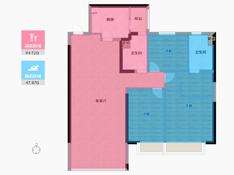 辽宁省-沈阳市-恒大中央广场白塔河二路（47，9）号楼127m²-101.60-户型库-动静分区