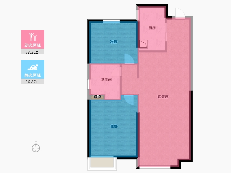 辽宁省-沈阳市-恒大中央广场白塔河二路（54,55,46,64）号楼91m²-72.80-户型库-动静分区